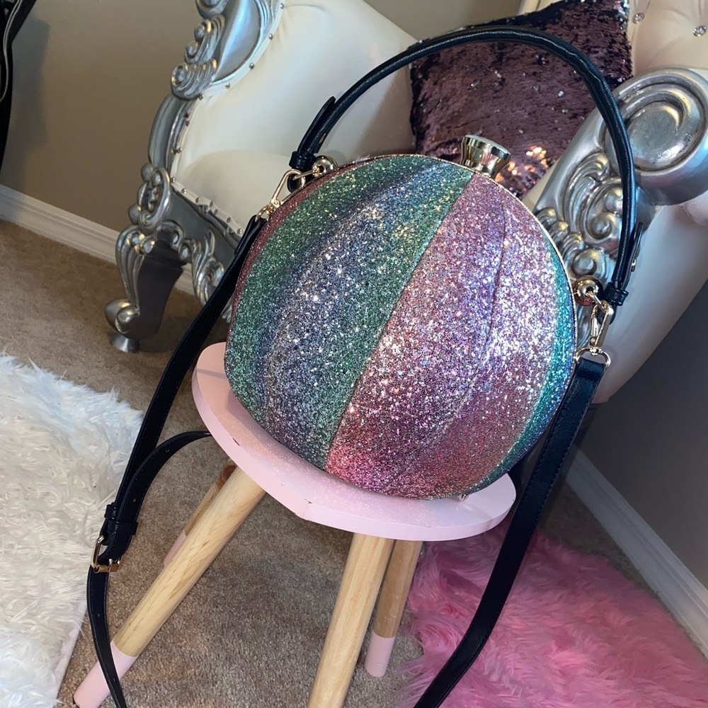 Rainbow Glitter Ball Purse